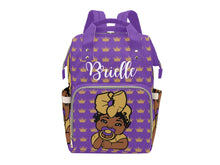 Load image into Gallery viewer, Purple and Gold Crown Baby Girl Personalized Diaper Bag