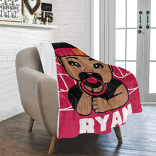 Load image into Gallery viewer, Red and Black Basketball Personalized Baby Boy Blanket
