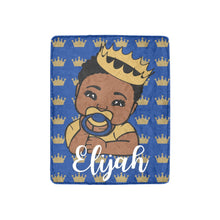 Load image into Gallery viewer, Royal Blue and Gold Crown Baby Boy Personalized Blanket