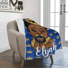 Load image into Gallery viewer, Royal Blue and Gold Crown Baby Boy Personalized Blanket