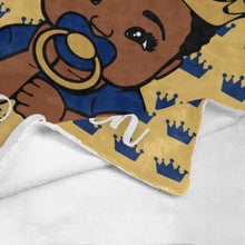 Load image into Gallery viewer, Royal Blue and Gold Crown Baby Boy Personalized Blanket