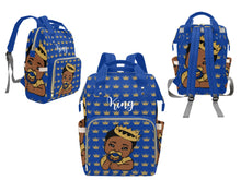 Load image into Gallery viewer, Royal Blue and Gold Crown King Diaper Bag
