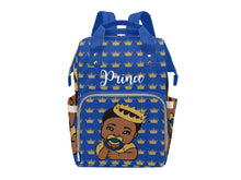 Load image into Gallery viewer, Royal Blue and Gold Crown Prince Diaper Bag