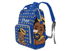 Load image into Gallery viewer, Royal Blue and Gold Crown Prince Diaper Bag
