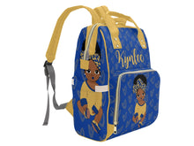 Load image into Gallery viewer, Royal Blue and Gold Headwrap Baby Girl Diaper Bag