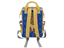 Load image into Gallery viewer, Royal Blue and Gold Headwrap Baby Girl Diaper Bag