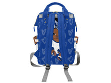 Load image into Gallery viewer, Royal Blue and White Headwrap Baby Girl Diaper Bag