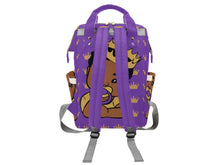 Load image into Gallery viewer, Royal Purple and Gold Crown Black Boy Personalized Diaper Bag