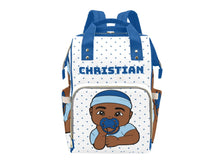 Load image into Gallery viewer, White and Blue Baby Boy Diaper Bag