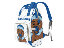 Load image into Gallery viewer, White and Blue Baby Boy Diaper Bag