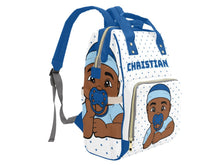 Load image into Gallery viewer, White and Blue Baby Boy Diaper Bag