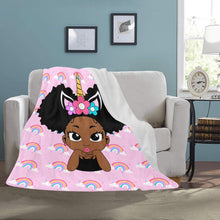 Load image into Gallery viewer, Unicorn Rainbow Puff Girl Blanket