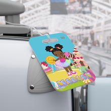 Load image into Gallery viewer, Candy Girl Afro Puff Personalized Luggage Tag