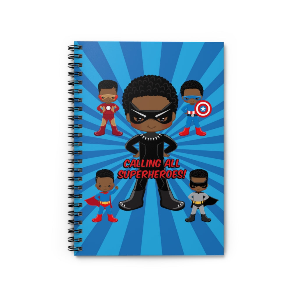 Black Boy Superhero Spiral Notebook (Dark Blue)