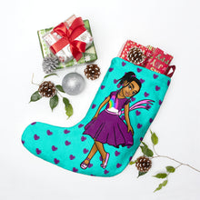 Load image into Gallery viewer, Girls Rule The World Christmas Stocking (Blue)