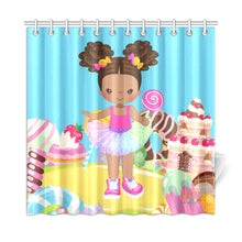 Load image into Gallery viewer, Candy Girl Afro Puff Shower Curtain (Light Brown)