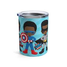 Load image into Gallery viewer, Black Boy Superhero 10oz Tumbler (Light Blue)