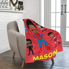 Load image into Gallery viewer, Black Boy Superhero Personalized Blanket - Vol 2