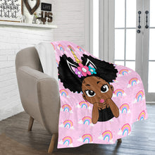 Load image into Gallery viewer, Unicorn Rainbow Puff Girl Blanket