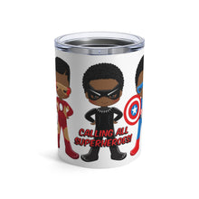 Load image into Gallery viewer, Black Boy Superhero 10oz Tumbler (White)