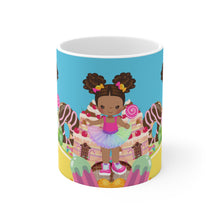 Load image into Gallery viewer, Candy Girl Afro Puff 11oz Mug (Light Brown)