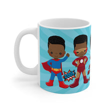 Load image into Gallery viewer, Black Boy Superhero 11oz Mug (Light Blue)