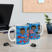 Load image into Gallery viewer, Black Boy Superhero 11oz Mug (Dark Blue)