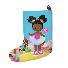 Load image into Gallery viewer, Candy Girl Afro Puff Christmas Stocking