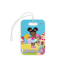 Load image into Gallery viewer, Candy Girl Afro Puff Personalized Luggage Tag