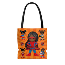 Load image into Gallery viewer, Black Girl Superhero Tote Bag (Orange)