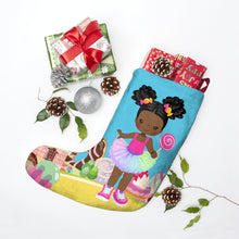 Load image into Gallery viewer, Candy Girl Afro Puff Christmas Stocking