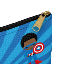 Load image into Gallery viewer, Black Boy Superhero Accessory Pouch (Dark Blue)