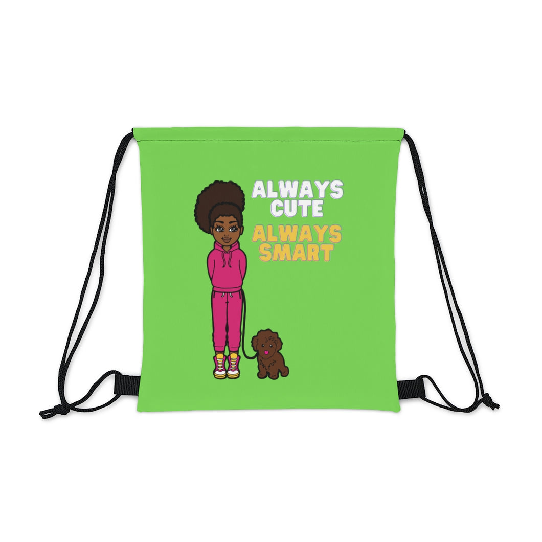 Always Cute Always Smart Drawstring Bag (Lime)