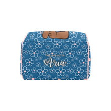 Load image into Gallery viewer, Denim Blue and Pink Personalized Diaper Bag
