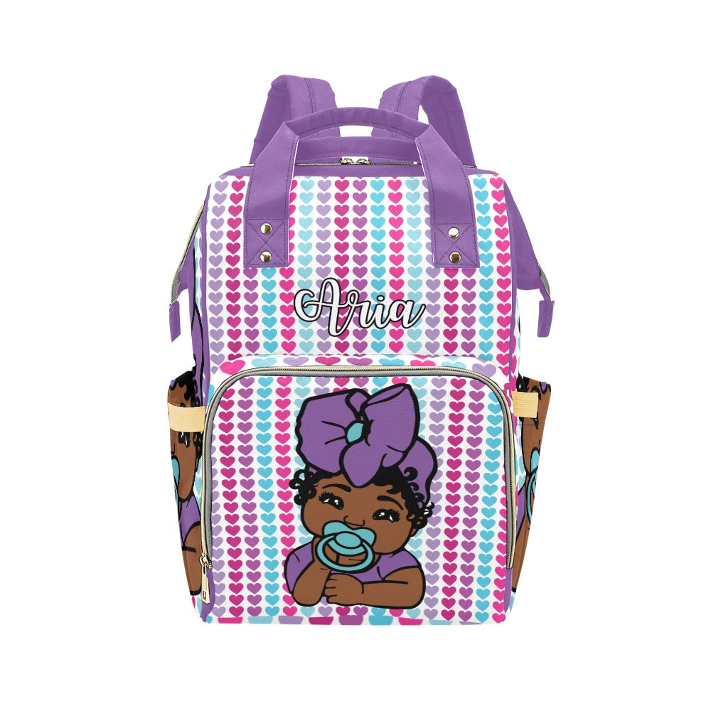 Colorful Hearts Personalized Diaper Bag