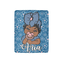 Load image into Gallery viewer, Denim Blue and Pink Personalized Baby Blanket
