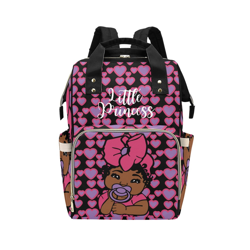 Pink and Purple Hearts Little Princess Diaper Bag