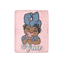 Load image into Gallery viewer, Pink and Blue Floral Personalized Baby Blanket
