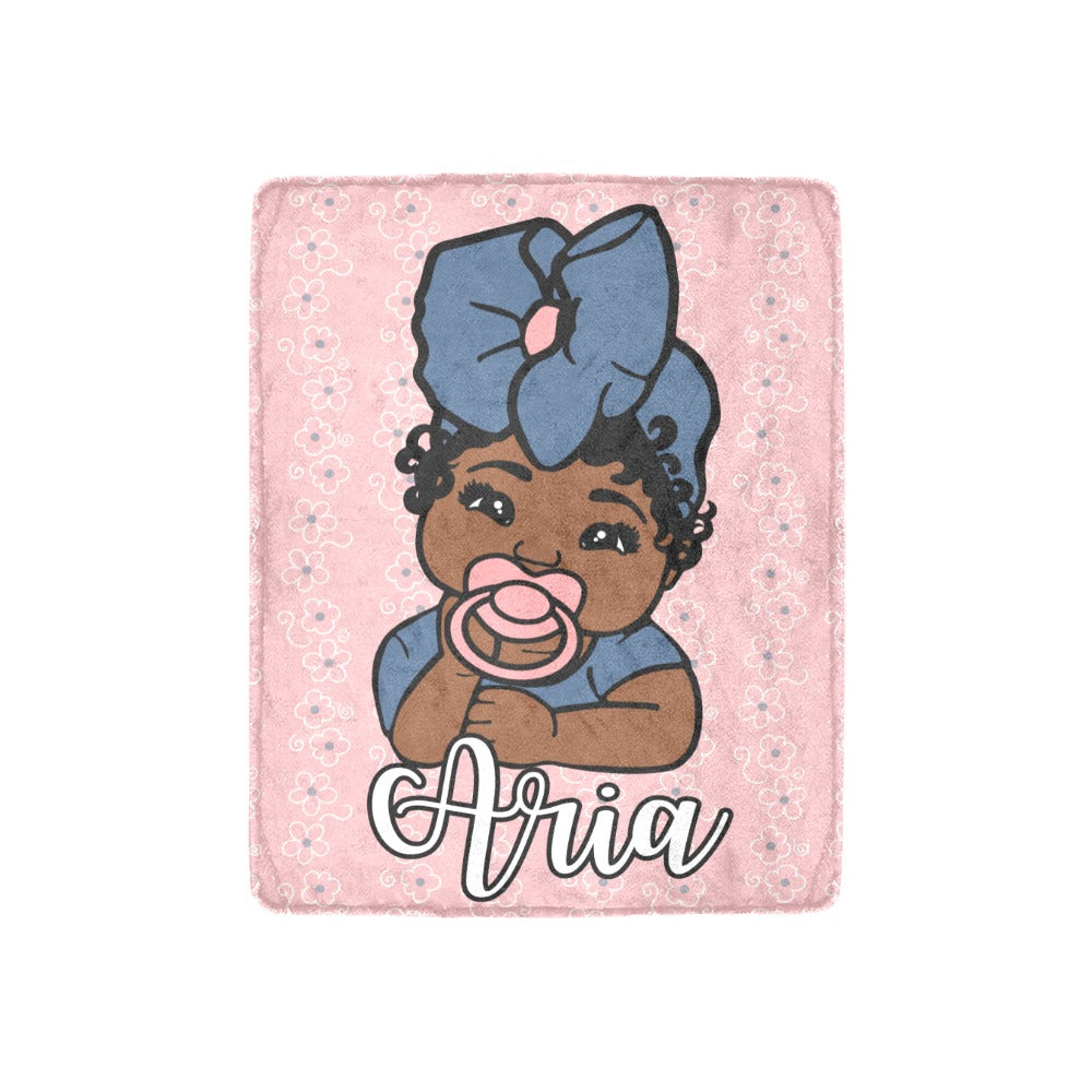 Pink and Blue Floral Personalized Baby Blanket