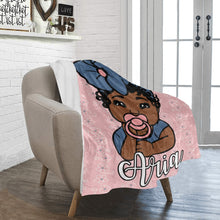Load image into Gallery viewer, Pink and Blue Floral Personalized Baby Blanket
