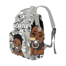 Load image into Gallery viewer, Gray Camo Personalized Diaper Bag
