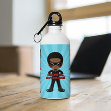 Load image into Gallery viewer, Black Boy Superhero Water Bottle (Light Blue)
