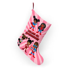 Load image into Gallery viewer, Black Girl Superhero Christmas Stocking (Pink)
