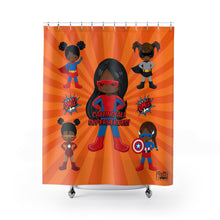 Load image into Gallery viewer, Black Girl Superhero Shower Curtain (Orange)
