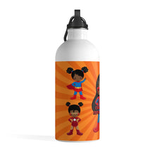 Load image into Gallery viewer, Black Girl Superhero Water Bottle (Orange)
