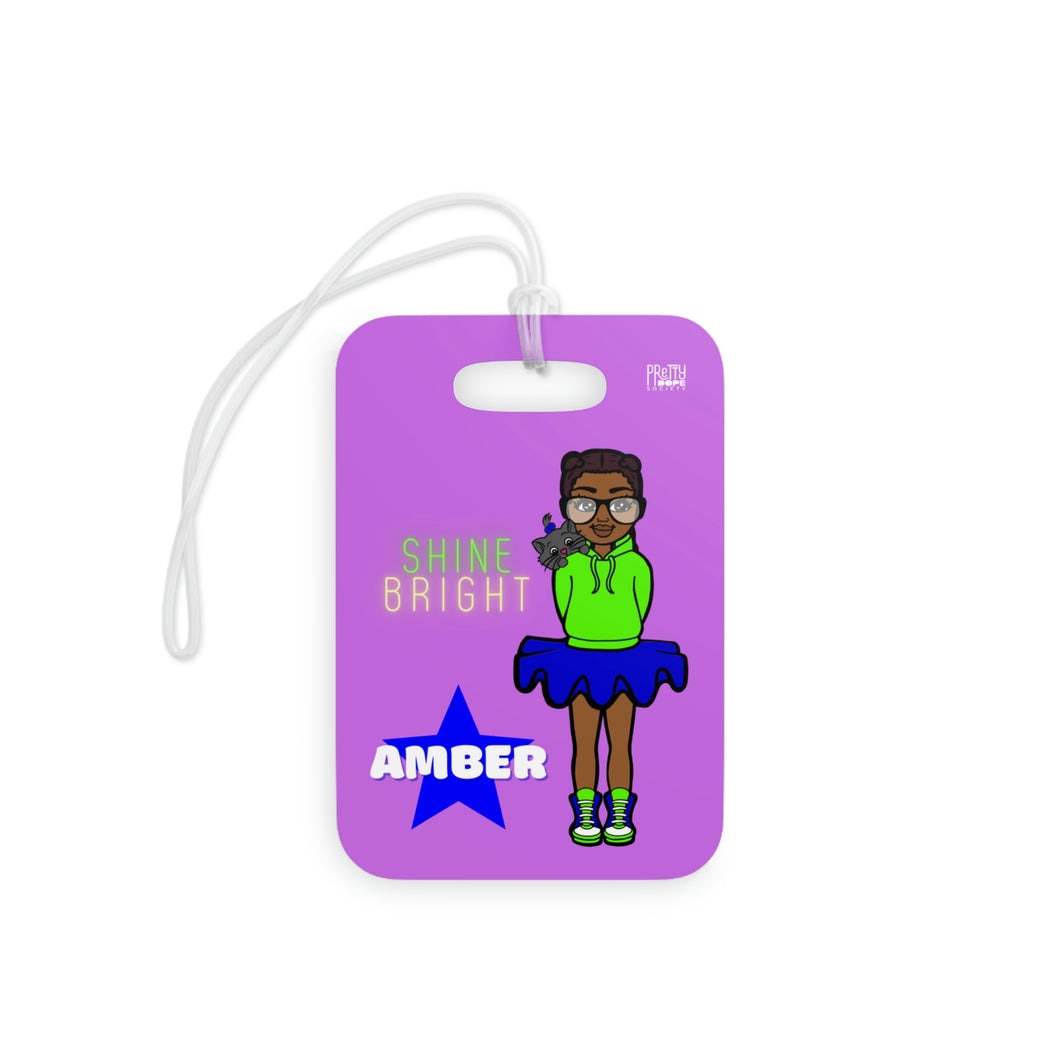 Shine Bright Personalized Luggage Tag (Purple)