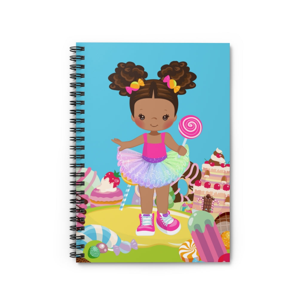 Candy Girl Afro Puff Spiral Notebook (Light Brown)