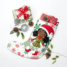 Load image into Gallery viewer, Black Girl Elf Christmas Stocking
