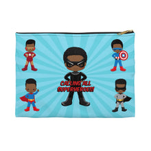 Load image into Gallery viewer, Black Boy Superhero Accessory Pouch (Light Blue)
