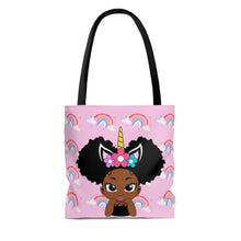 Load image into Gallery viewer, Unicorn Rainbow Puff Girl Tote Bag
